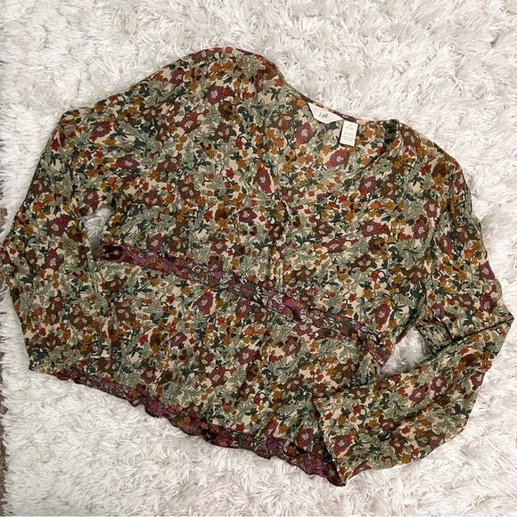 J.Jill Multicolored Floral Blouse Size LP - Picture 1 of 9